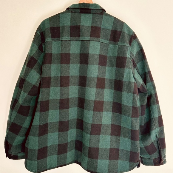 GH Bass Jacket Men Size XL Green Black Plaid Wool Blend Sherpa Lined Chore Coat - Picture 2 of 5